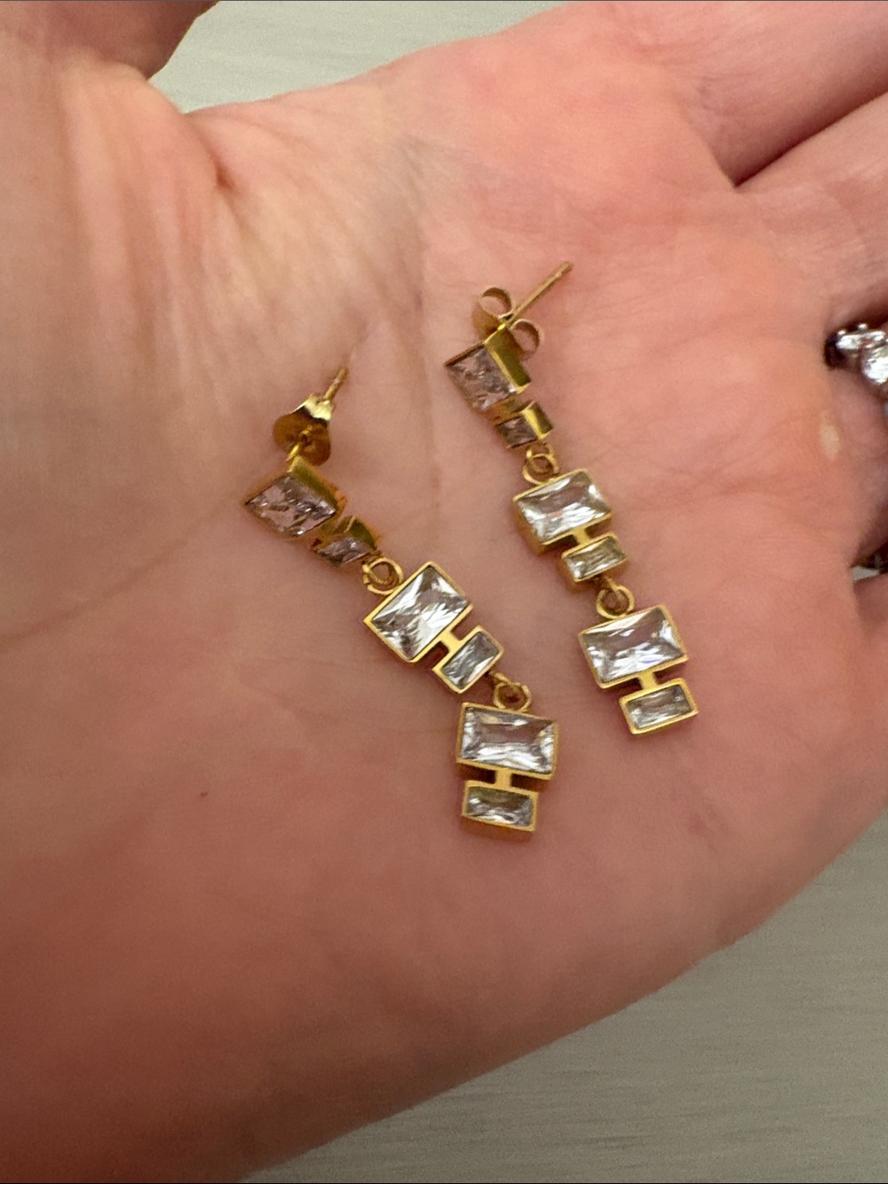 Crystal‎ Drop Earrings, gold plated